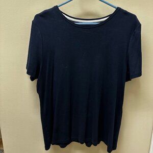 CREW NECK -TALBOTS NAVY BLUE SHORT SLEEVE T-SHIRT - SIZE XL